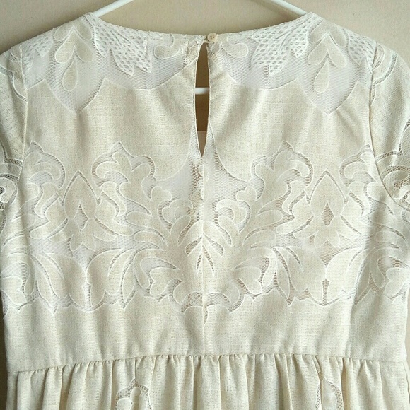 🔥O.N. Boxy Fit Brocade Lace Midi Dress - Ivory🔥 - Picture 6 of 7